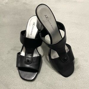 Anne Klein Black Strappy Slip On Heels